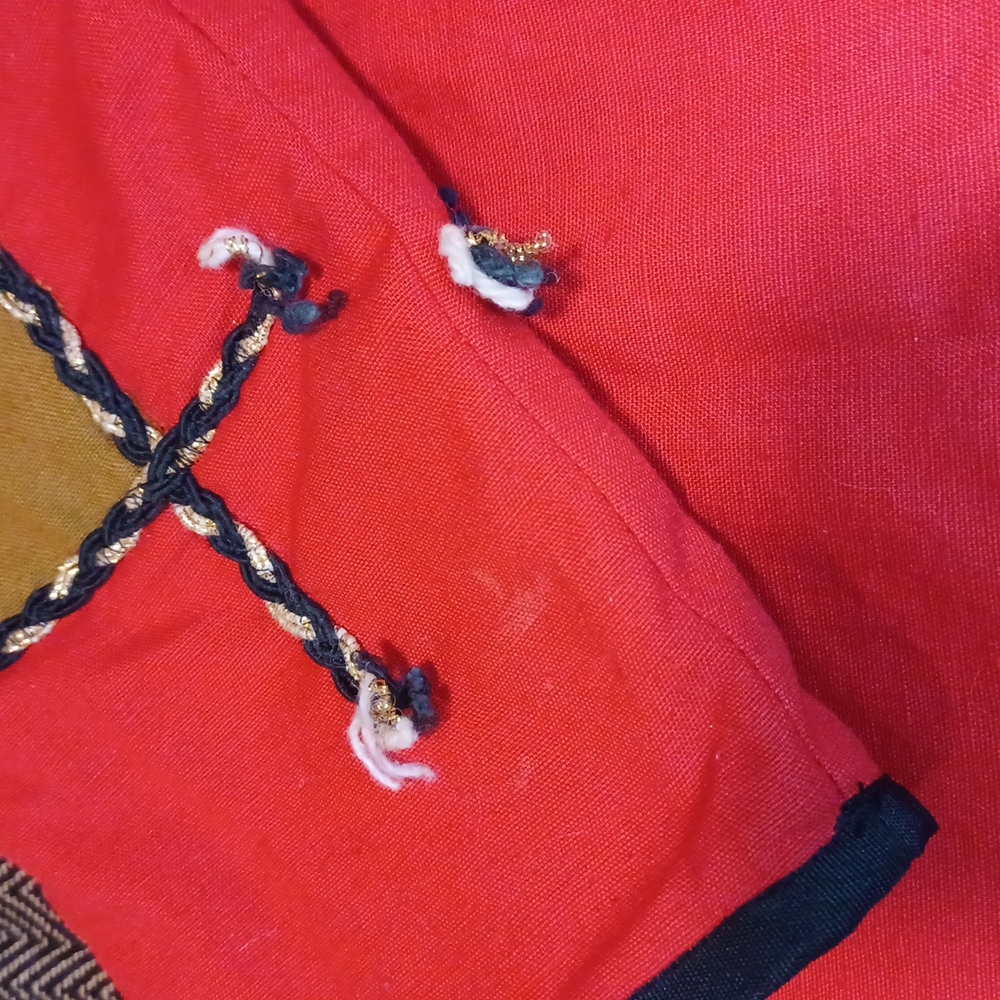 Allure red long sleeve jacket size medium  w/ patches of animal print squares - Picture 10 of 10